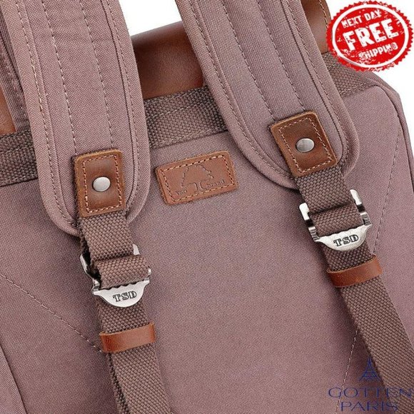 TSD BRAND Bigleaf Canvas Backpack Brown Women's Bag - Picture 10 of 12